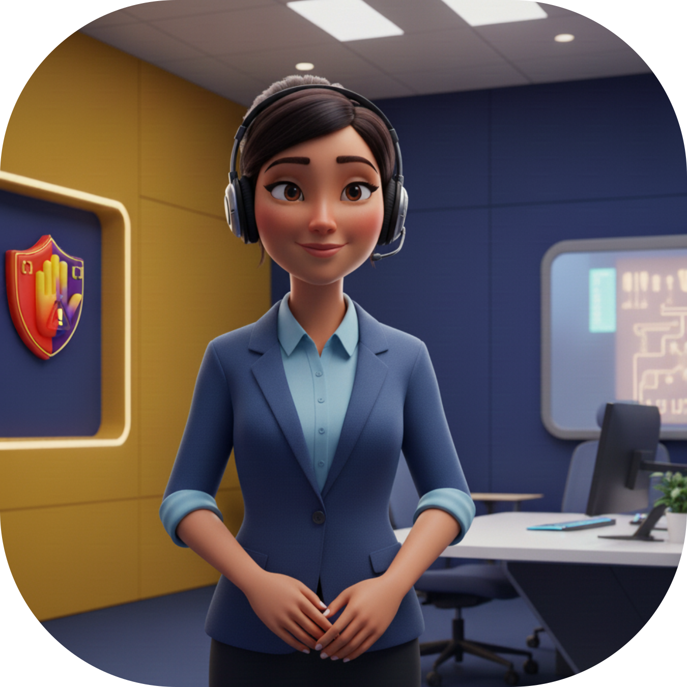 Melissa presentando el sistema SOSQR a un público interesado